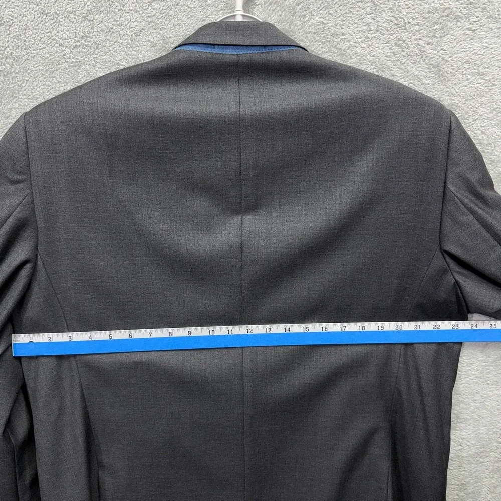 J.HILBURN Blazer Sport Coat Mens 47L Gray Classic Fit VBC Wool Bespoke Jacket